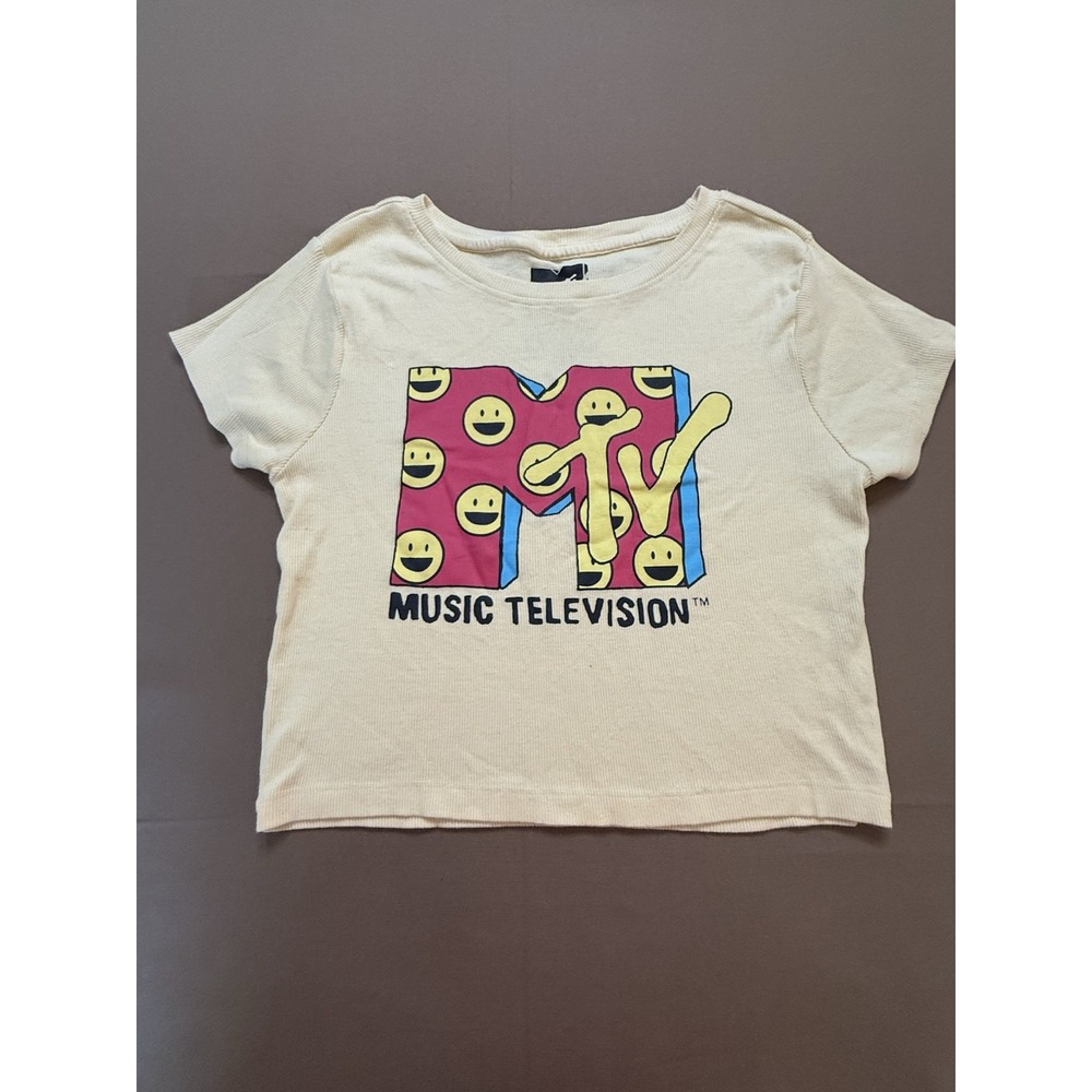 MTV Yellow Cropped Top Women's T-shirt Size Large 2022